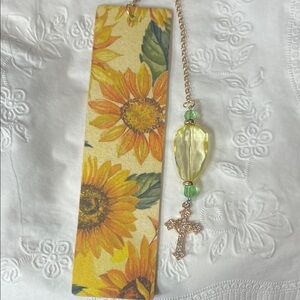 Sunflower Bookmark with Cross Charm